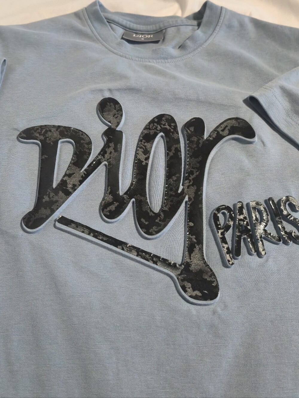 Dior Light Blue Tee with Black Logo - Picture 2 of 4